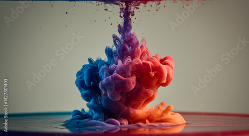 Abstract Multi Colored Ink Cloud Blending Under Water For Artistic Effects