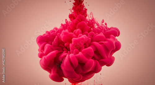 Crimson Cloud Of Pigment Spreading In Tranquil Water On Soft Background