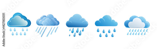 set of weather rain cloud icon vector graphic art design