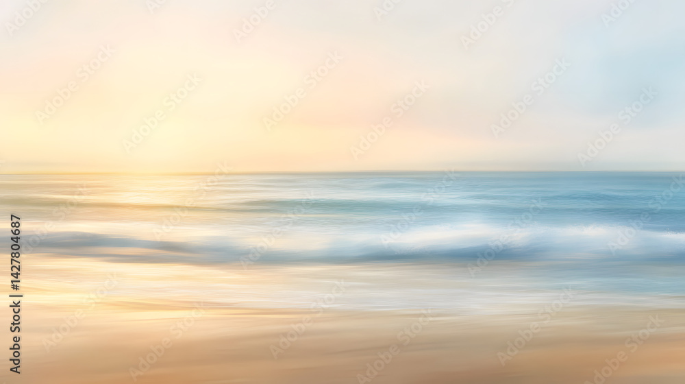 Fototapeta premium Seascape: Waves Crash on Sandy Shore