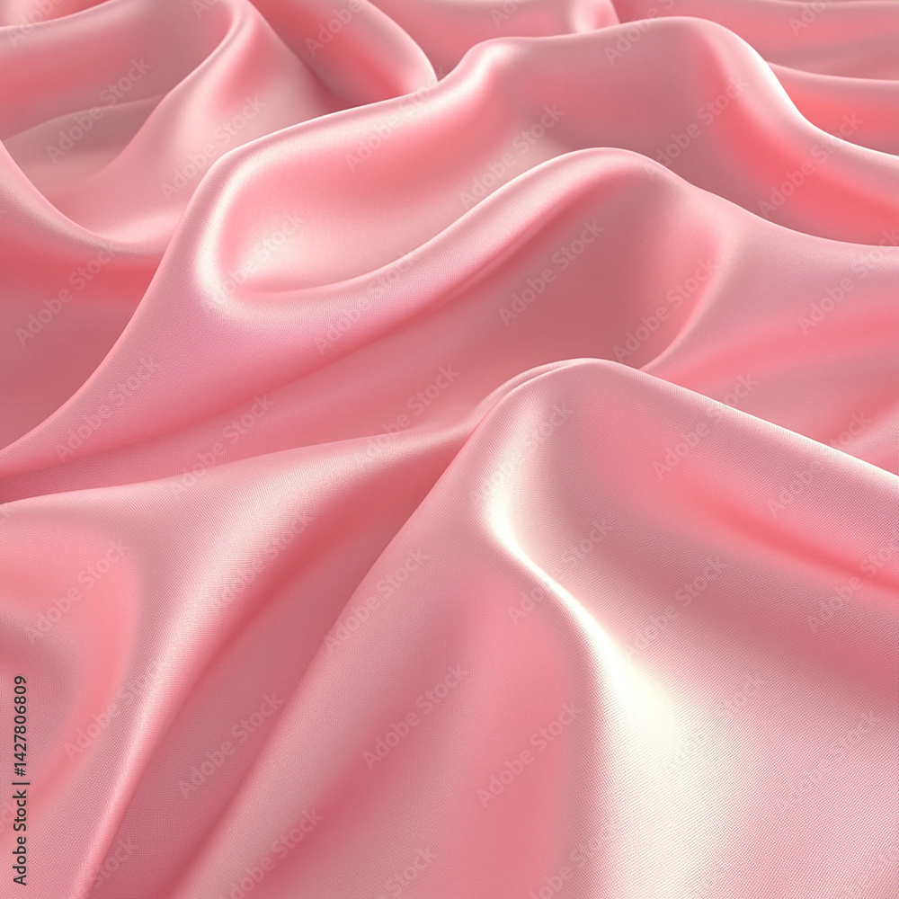 Fototapeta premium A smooth pink silk background with gentle folds and a soft, glossy finish—exuding elegance, femininity, and luxury, perfect for fashion, beauty, or romantic designs.