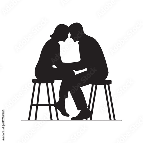 silhouette of a husband and wife,