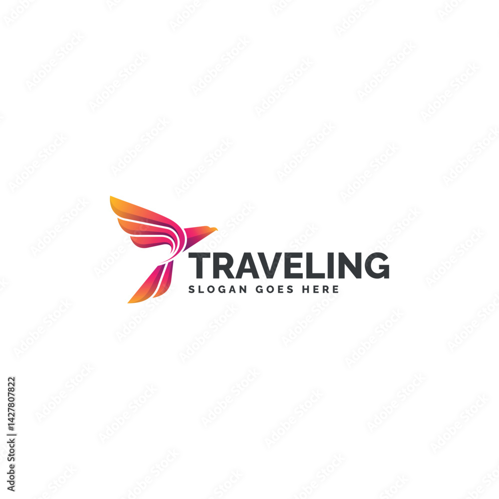 Fototapeta premium Colorful Traveling Bird Logo Design