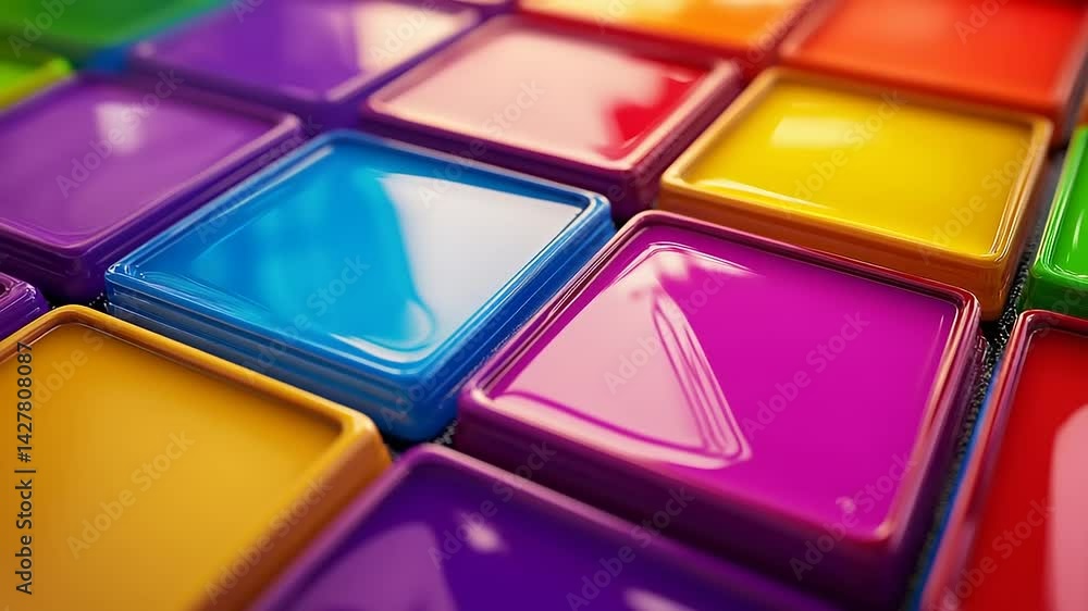 Colorful glossy tiles arranged in a vibrant pattern, showcasing a playful and artistic background Colorful glossy tiles arranged in a vibrant pattern, showcasing a playful and artistic background