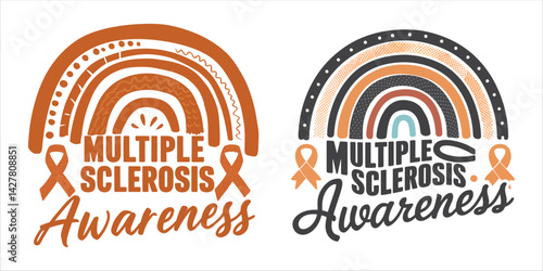 Vibrant Orange Rainbow Multiple Sclerosis Awareness T-Shirt, Support MS Cause