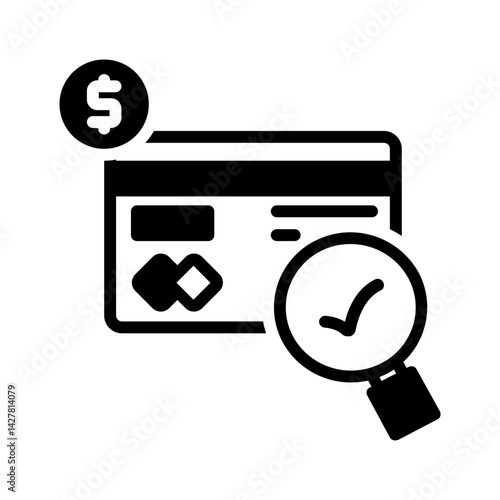 Vector solid black icon for Credit check