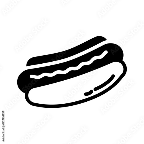 Vector solid black icon for Hotdog