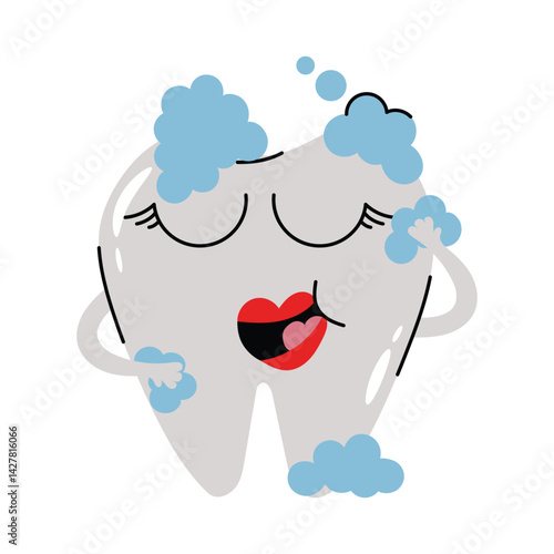 Showering tooth vector Sticker. Eps 10 file
