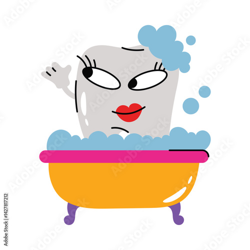 Shower tooth vector Sticker. Eps 10 file