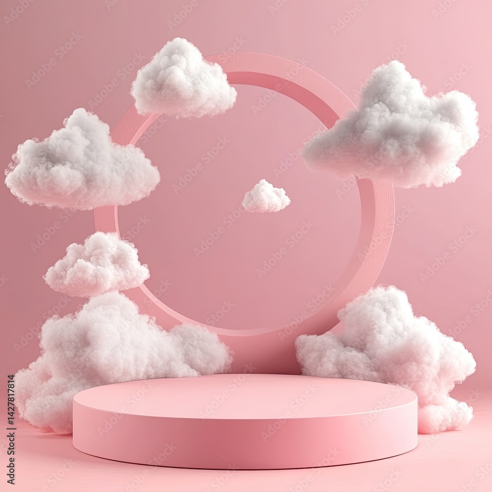 Pink pedestal with clouds Pink pedestal with clouds