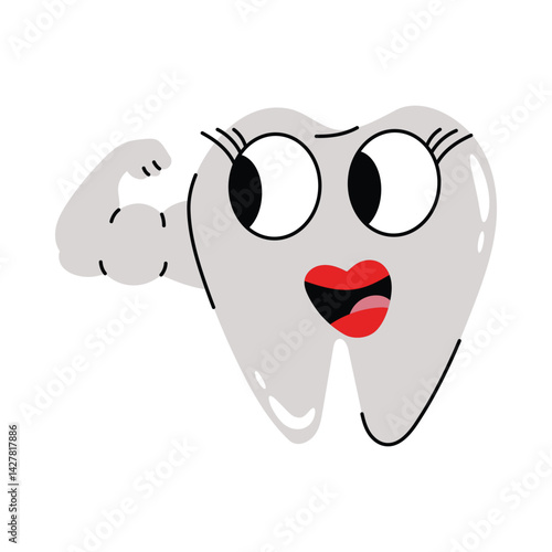 Strong tooth vector Sticker. Eps 10 file