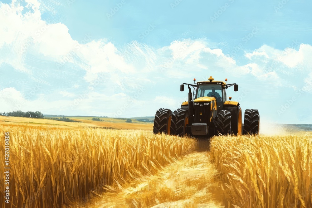 Fototapeta premium Close-up view of a ripe wheat field on a beautiful sunny day.