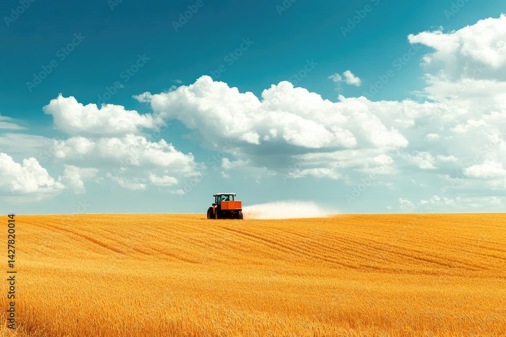 Fototapeta premium Close-up view of a ripe wheat field on a beautiful sunny day.