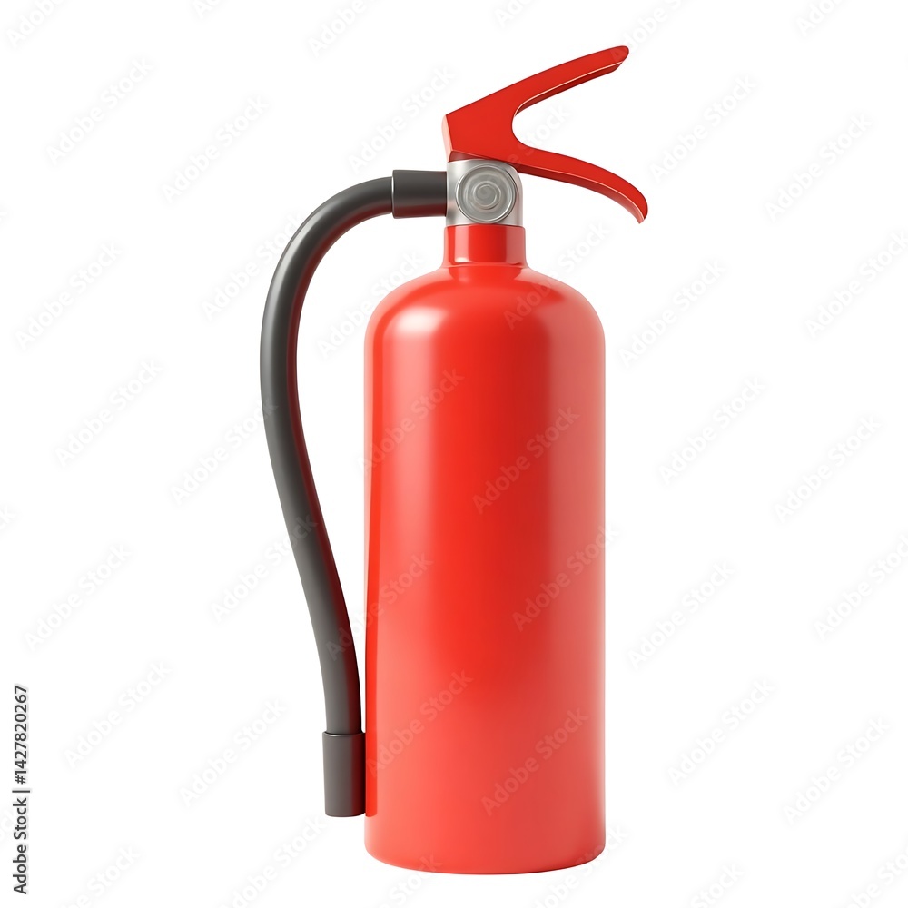Obraz premium Red fire extinguisher on white background safety equipment 3D render