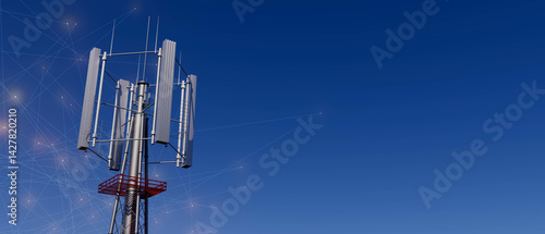 Obraz na płótnie A 5g communication tower with a red and white base w salonie