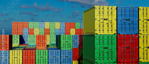 Obraz na płótnie A stack of colorful shipping containers w salonie