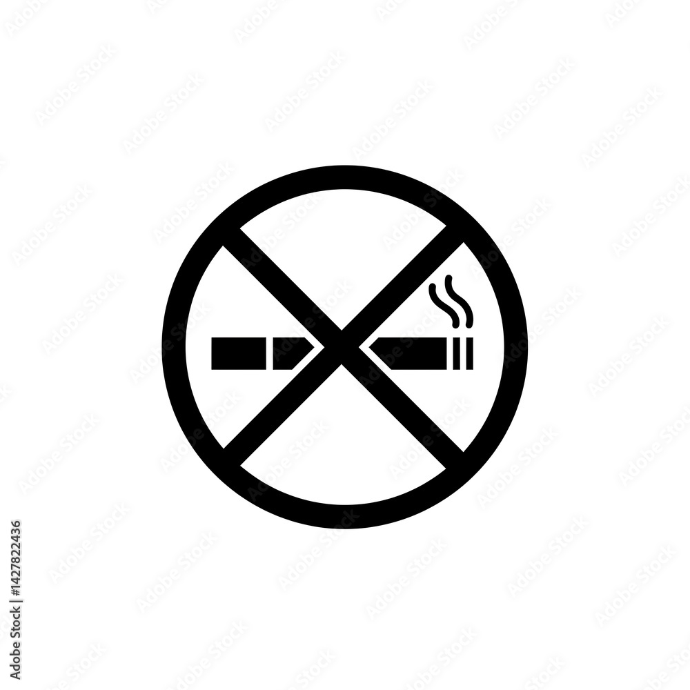 No Smoking Sign Icon in Black and White for Health Campaigns No Smoking Sign Icon in Black and White for Health Campaigns