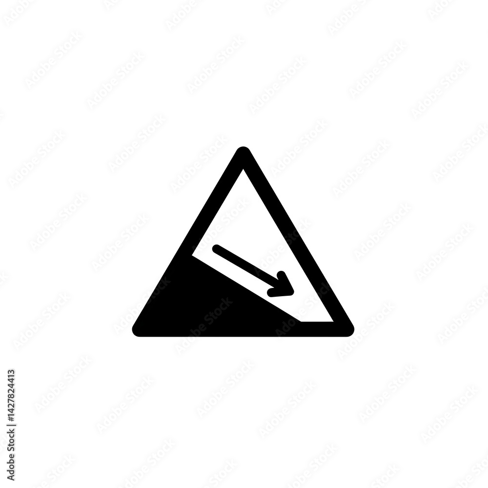 Steep Descent Ahead Warning Sign - Triangular Road Hazard Alert Steep Descent Ahead Warning Sign - Triangular Road Hazard Alert