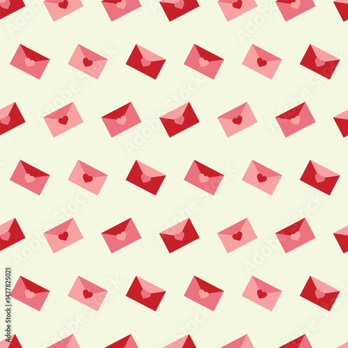 Vector pattern with red love letters with hearts