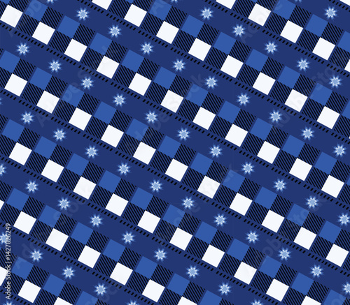 Blue tartan plaid patterns perfectly aligned repeating designs for prints and web backgrounds