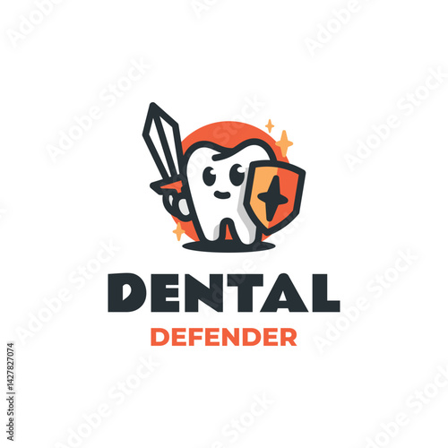 Cute Tooth Mascot Logo Design