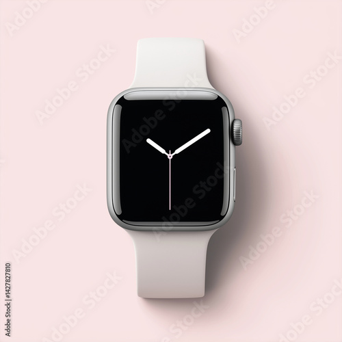 
Minimalist Apple Watch Face – Flat Design in Light Pink and White, High-Resolution PNG (No Shadows, No Text)