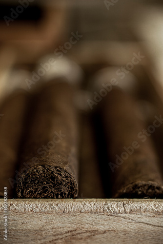 Wallpaper Mural Close up detail of cigar tobacco end in box vertical Torontodigital.ca