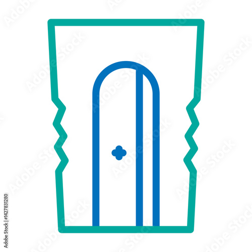 Pencil Sharpner Vector Line Blue Bluish Green Icon Design