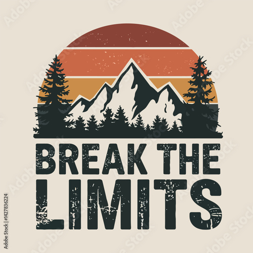 Vector Illustration of Mountain Wilderness Scenery for Outdoor Adventure Branding