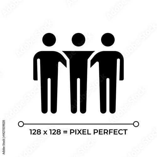 Right of peaceful assembly pixel perfect glyph solid icon. Freedom of individuals and groups to meet for common purposes. Black silhouette symbol on negative space. Vector isolated illustration