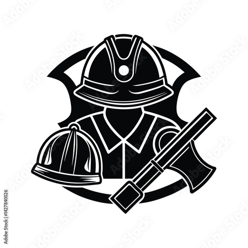 Firefighter gear icon silhouette vector with white background