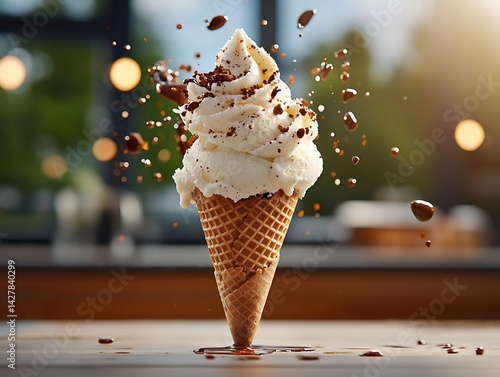 Ice Cream Cone Splash Closeup