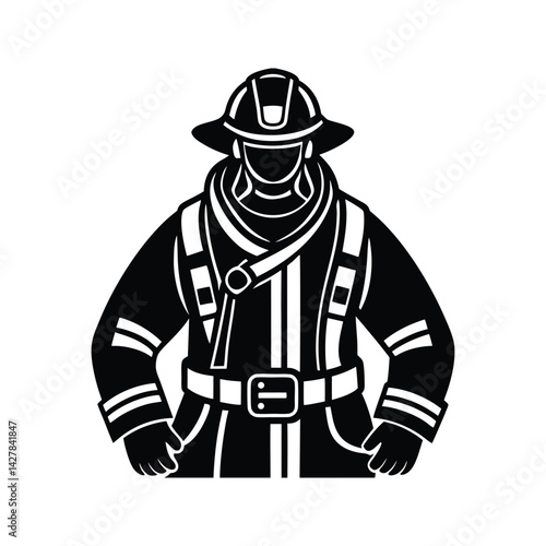 Wallpaper Mural Firefighter in gear icon silhouette vector with white background Torontodigital.ca