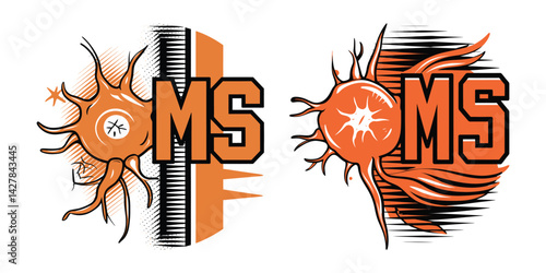 Multiple Sclerosis Awareness T-Shirt - Stylized Neuron Design with MS Gets On My Nerves