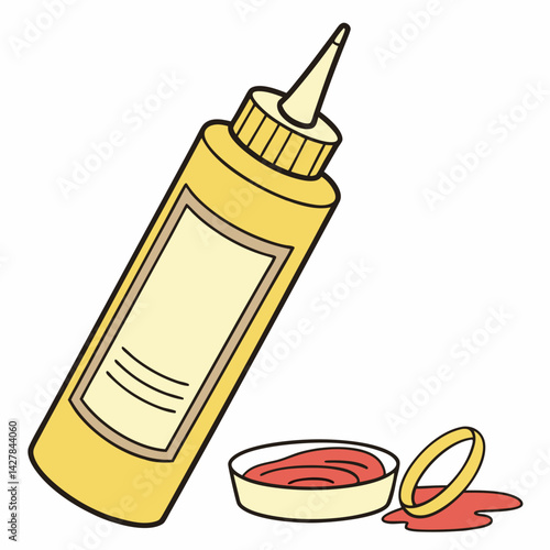 Mustard Bottle on White Background – AI Vector Graphic for Commercial Use
