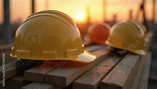 Work Tools and Helmet on Table