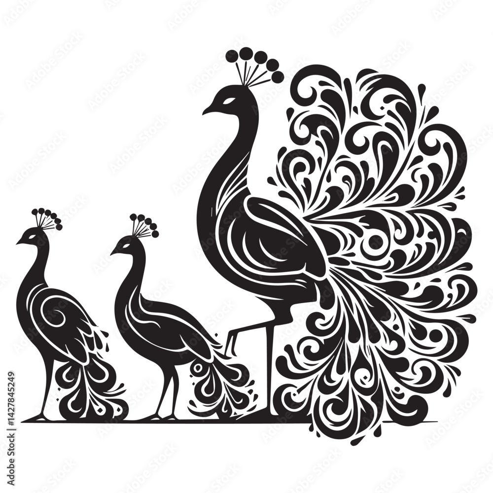 Obraz premium create peacock bird Silhouette with white background