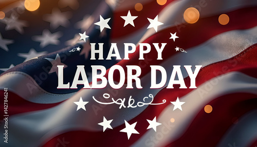 Patriotic Red White Blue Banner for Labor Day