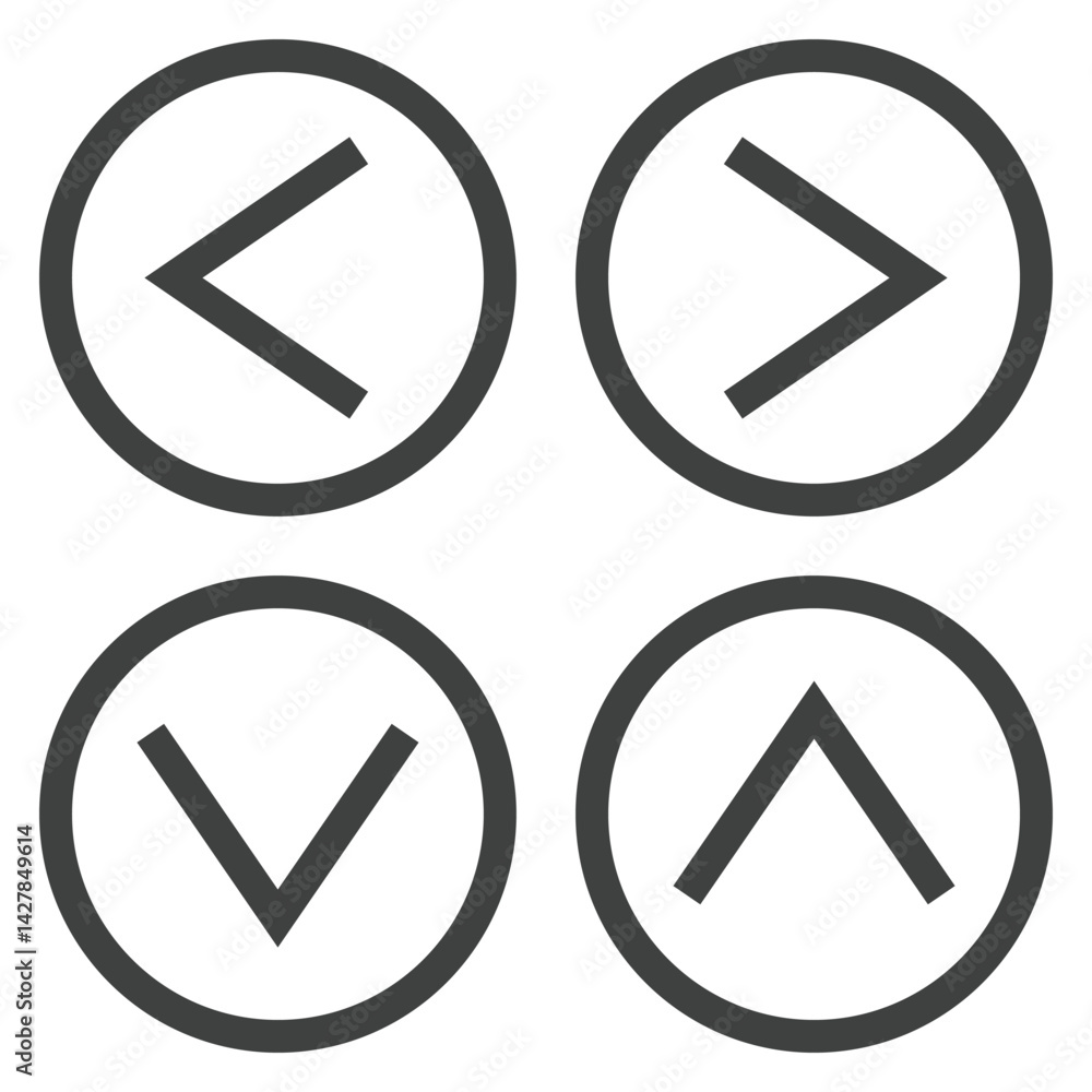 Arrow up, down, left, right icon up down left right buttons isolated on white background. Arrow up, down, left, right icon up down left right buttons isolated on white background.