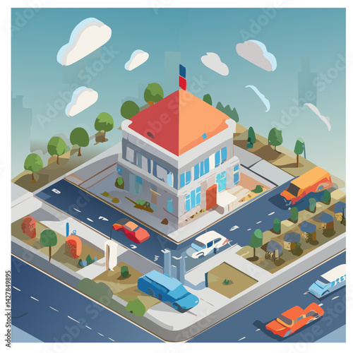 cartoon healthcare and medical concept. vector illustration of a city
