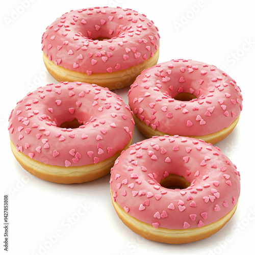 Strawberry Glazed Donuts with Heart Sprinkles