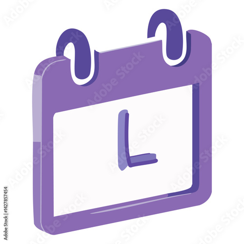 Purple calendar clock icon 3d