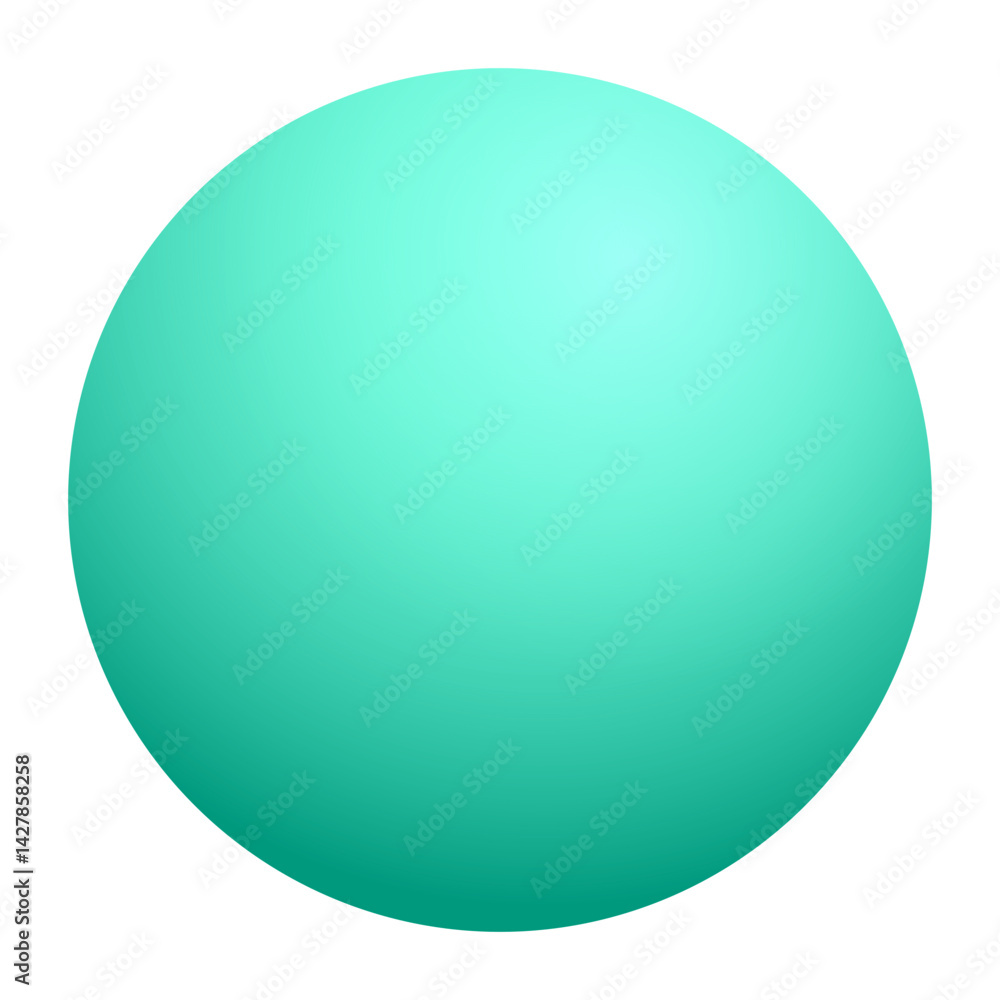 Simple, solid turquoise sphere with a smooth texture and a slight gradient, set against a white background. Simple, solid turquoise sphere with a smooth texture and a slight gradient, set against a white background.