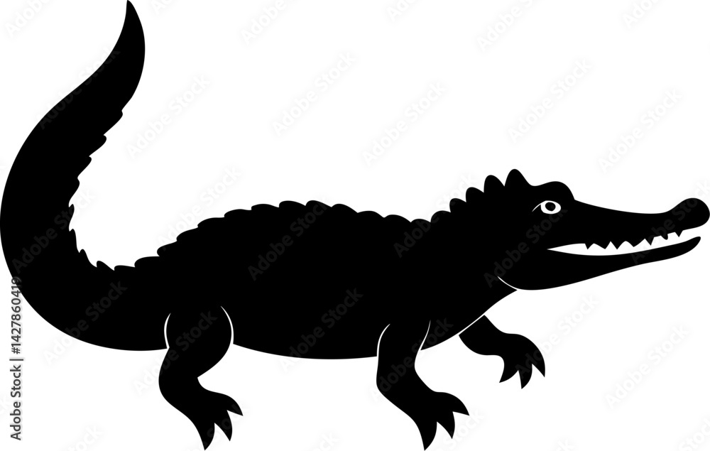 Obraz premium Crocodile icon Silhouette vector on transparent background