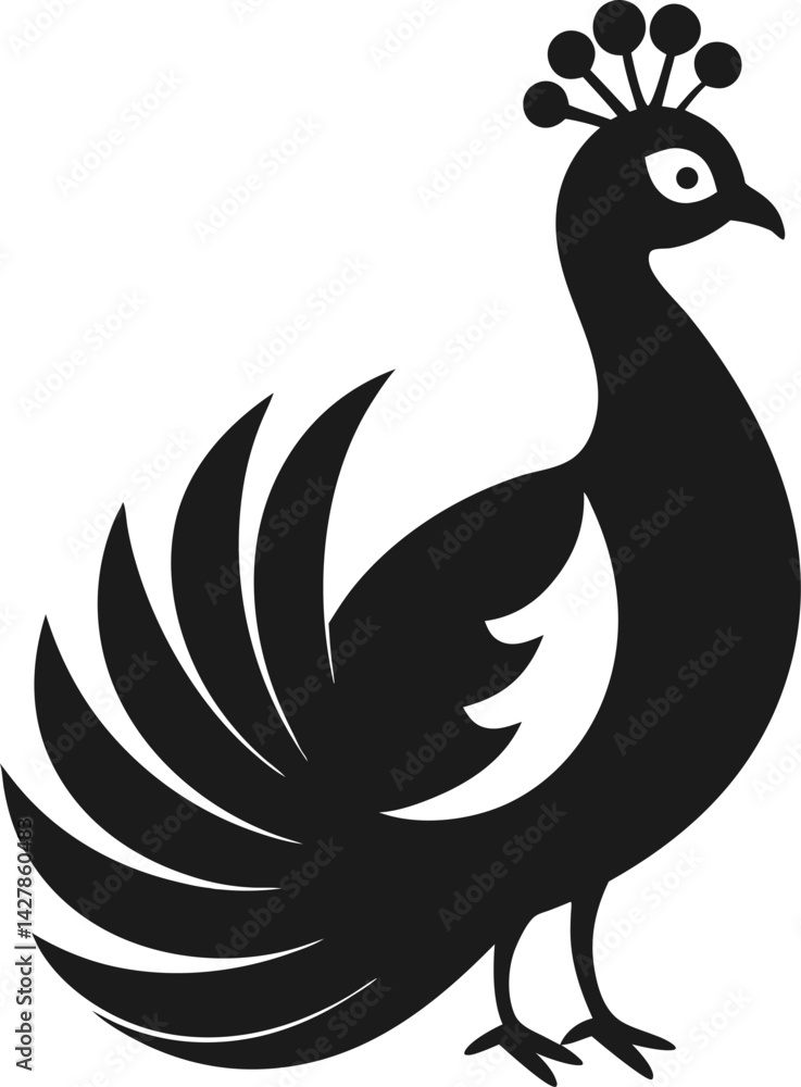 Fototapeta premium Peacock icon Silhouette vector on transparent background
