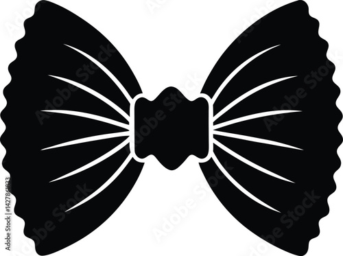 Farfalle Silhouette Vector - Simple Black Pasta Illustration