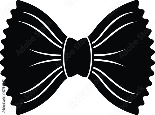 Farfalle Silhouette Vector - Simple Black Pasta Illustration