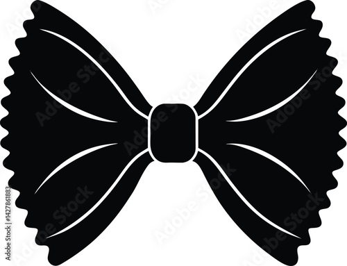 Farfalle Silhouette Vector - Simple Black Pasta Illustration