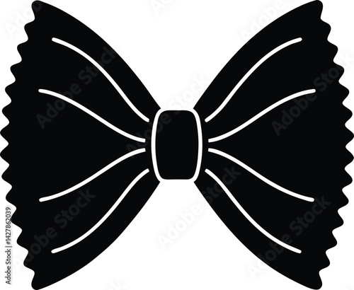 Farfalle Silhouette Vector - Simple Black Pasta Illustration