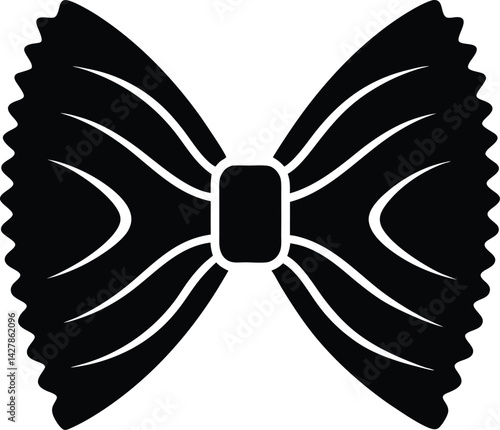 Farfalle Silhouette Vector - Simple Black Pasta Illustration